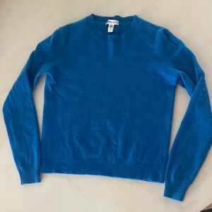 Women's Blue 100% Cashmere Crew Neck Sweater